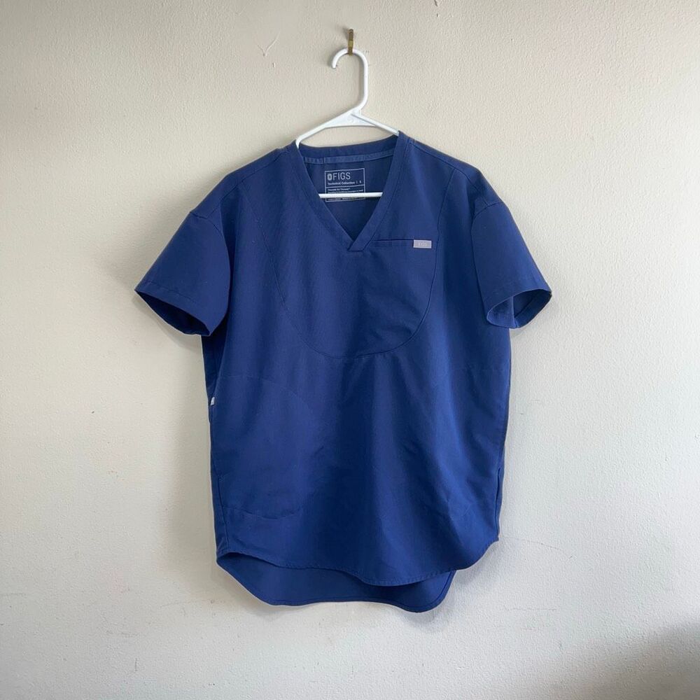 Figs Blue Addison Tunic Scrub Top Small Women